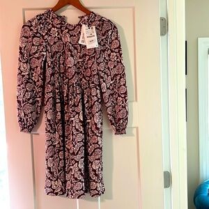 Zara, long-sleeved, floral dress.  New with tags.  Size 11-12